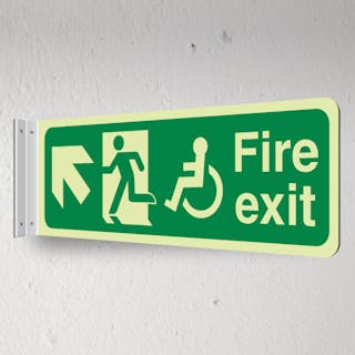 Photoluminescent Wheelchair Fire Exit - Up Left - Corridor Sign