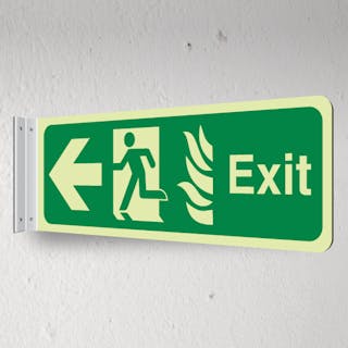 Photoluminescent NHS Exit Arrow Left - Corridor Sign