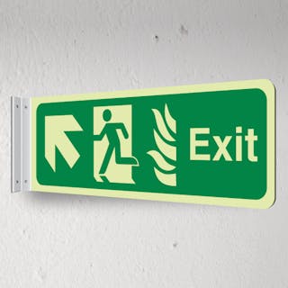 Photoluminescent NHS Exit Arrow Up Left - Corridor Sign