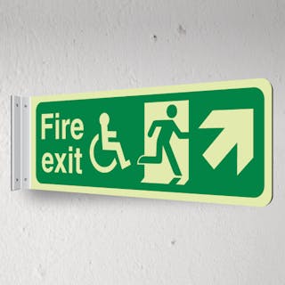 Photoluminescent Wheelchair Fire Exit - Up Right - Corridor Sign