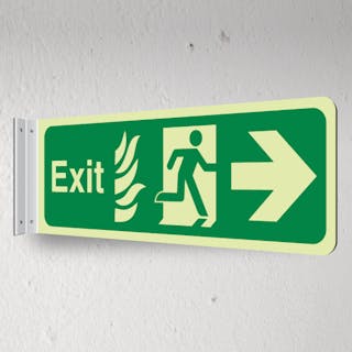 Photoluminescent NHS Exit Arrow Right - Corridor Sign