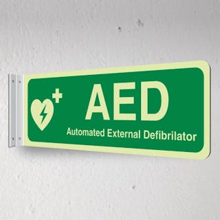 Photoluminescent AED Automated External Defibrillator - Landscape - Corridor Sign