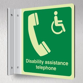 Photoluminescent Disability Assistance Telephone - Corridor Sign