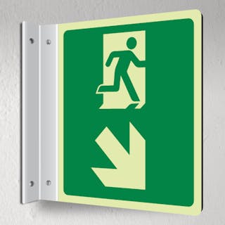 Photoluminescent Emergency Escape - Arrow Down Right - Corridor Sign