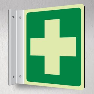 Photoluminescent First Aid Symbol - Corridor Sign