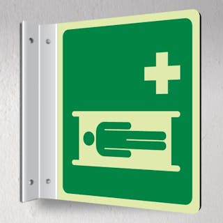 Photoluminescent First Aid Stretcher - Green- Corridor Sign