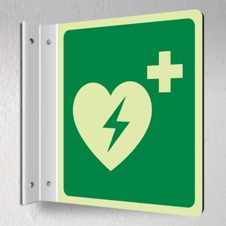 Photoluminescent Defibrillator  - Corridor Sign