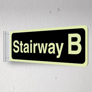 Photoluminescent Stairway B - Black - Corridor Sign