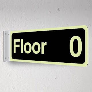 Photoluminescent Floor 0 (Ground Floor) - Black  - Corridor Sign