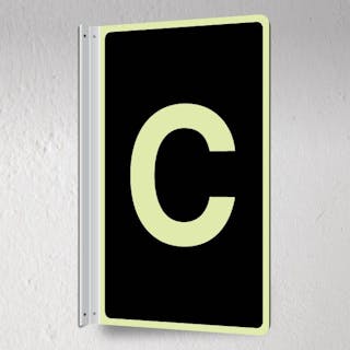 Photoluminescent C - Black - Corridor Sign