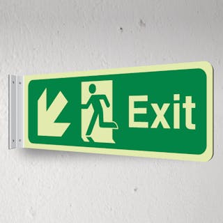 Photoluminescent Exit - Down Left - Corridor Sign