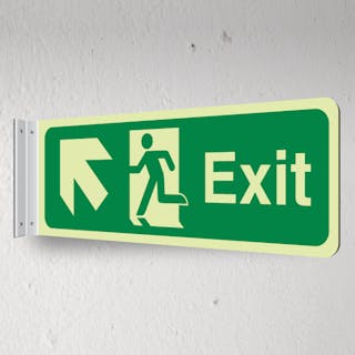 Photoluminescent Exit - Up Left - Corridor Sign