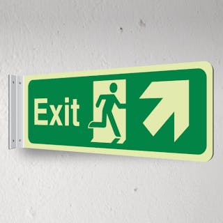 Photoluminescent Exit - Up Right - Corridor Sign