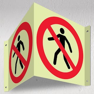 Photoluminescent No Entry Symbol - 3D Corridor Sign