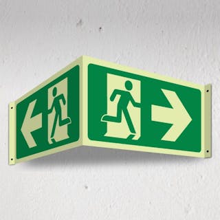 Photoluminescent Fire Exit Man Running Right - Arrow Right - 3D Corridor Sign