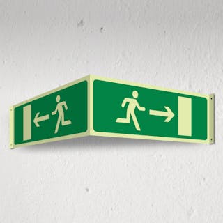 Photoluminescent EC Directive Emergency Exit Right/Left - 3D Corridor Sign