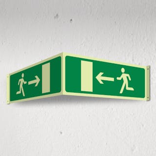 Photoluminescent EC Directive Emergency Exit Left/Right - 3D Corridor Sign