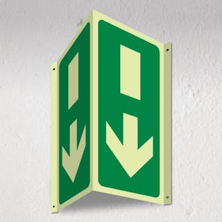 Photoluminescent Exit - Arrow Down - 3D Corridor Sign