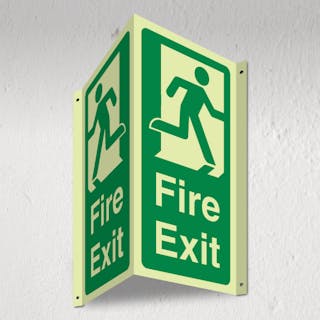 Photoluminescent Fire Exit - 3D Corridor Sign