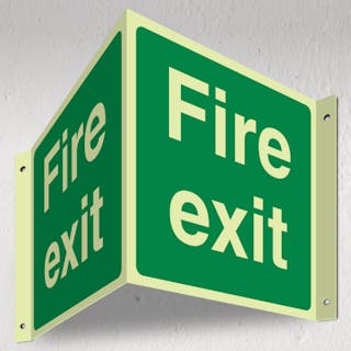 Photoluminescent Fire Exit Square -  3D Corridor Sign