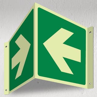 Photoluminescent Green Arrow Left/Right - 3D Corridor Sign