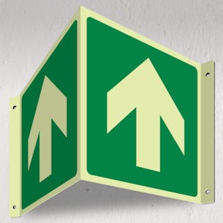 Photoluminescent Green Arrow Up - 3D Corridor Sign