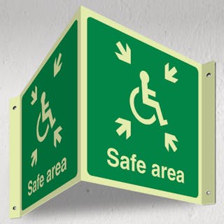 Photoluminescent Safe Area - 3D Corridor Sign