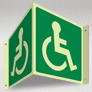 Photoluminescent Wheel Chair Logo Facing Right - 3D Corridor Sign