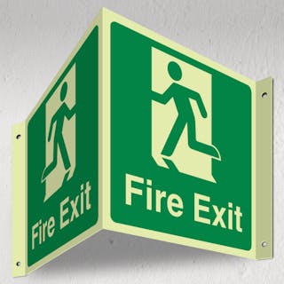 Photoluminescent Fire Exit - Man Running Left - 3D Corridor Sign