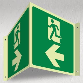 Photoluminescent Emergency Exit Left/Right - 3D Corridor Sign