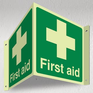 Photoluminescent First Aid  - 3D Corridor Sign