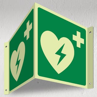 Photoluminescent Defibrillator - 3D Corridor Sign