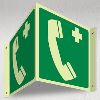 Photoluminescent Emergency Telephone - 3D Corridor Sign