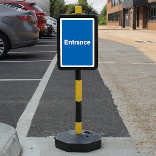 Temporary Signpost - Entrance - Blue