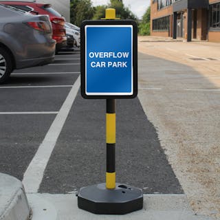 Temporary Signpost - Overflow Car Park - Blue