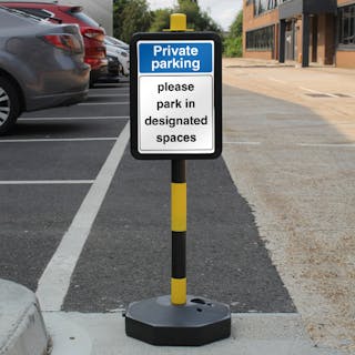 Temporary Signpost - Private Parking Please Park In Designated Spaces