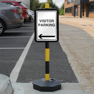 Temporary Signpost - Visitor Parking - Arrow Left