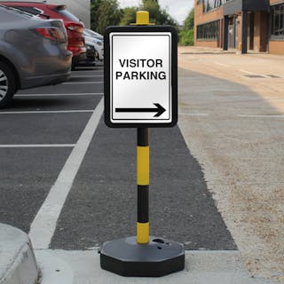 Temporary Signpost - Visitor Parking - Arrow Right