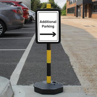 Temporary Signpost - Addition Parking - Arrow Right