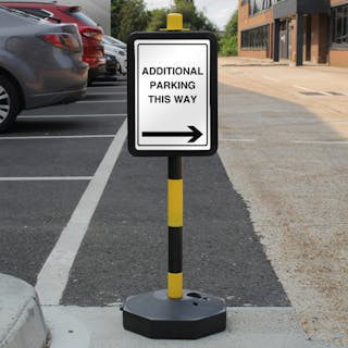Temporary Signpost - Additional Parking This Way - Arrow Right