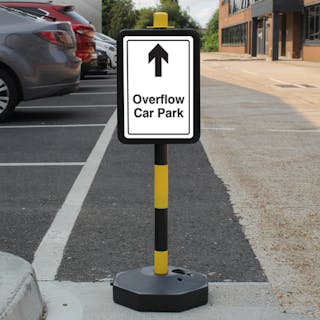 Temporary Signpost - Overflow Car Park - Arrow Up