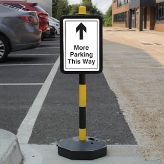 Temporary Signpost - More Parking This Way - Arrow Up