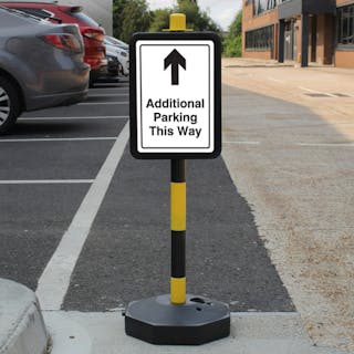 Temporary Signpost - Additional Parking This Way - Arrow Up