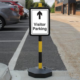 Temporary Signpost - Visitor Parking - Arrow Up