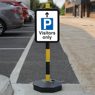 Temporary Signpost - Visitors Only - Mandatory Blue Parking - Arrow Up