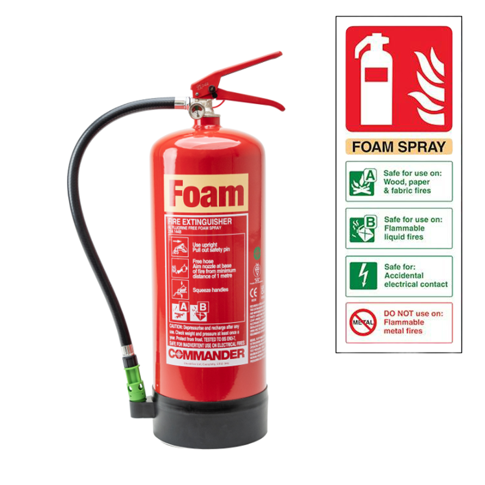 Machine Safet Sign CommanderEDGE enviroFoam Fluorine Free Foam Fire Extinguisher - 6Ltr ...