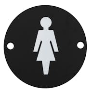 Female Door Symbol - Matt Black Stainless Steel