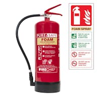 PureSafe Fluorine Free Foam Fire Extinguisher - 9L - Rating 27A 233B - With a FREE Sign!