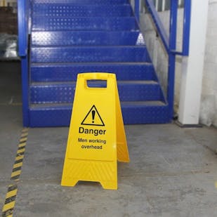Double Sided Floor Sign - Danger Men Working Overhead