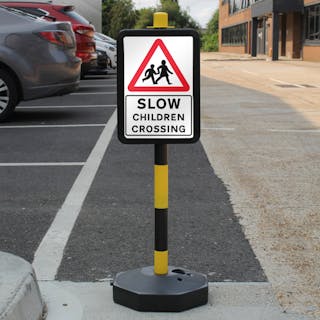 Temporary Signpost - Slow Children Crossing